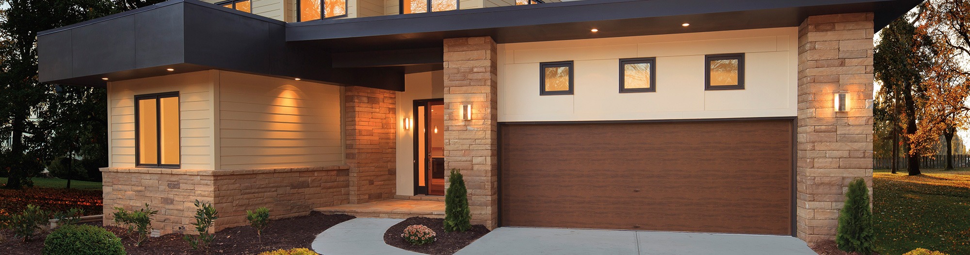 modern style garage door installed in Freemont NE