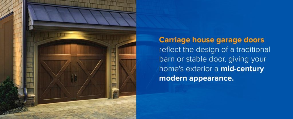 carriage house garage doors reflect the design of a traditional barn or stable door