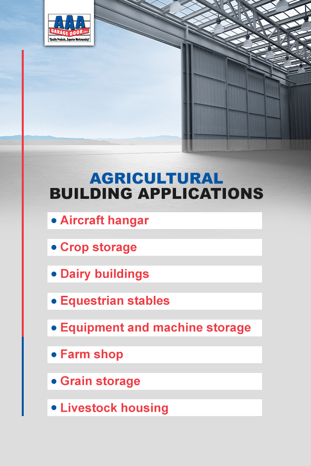 different agricultural garage door applications