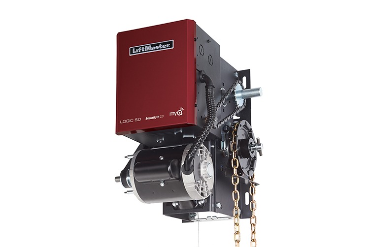 a lifemaster garage door opener with a motor attached to it