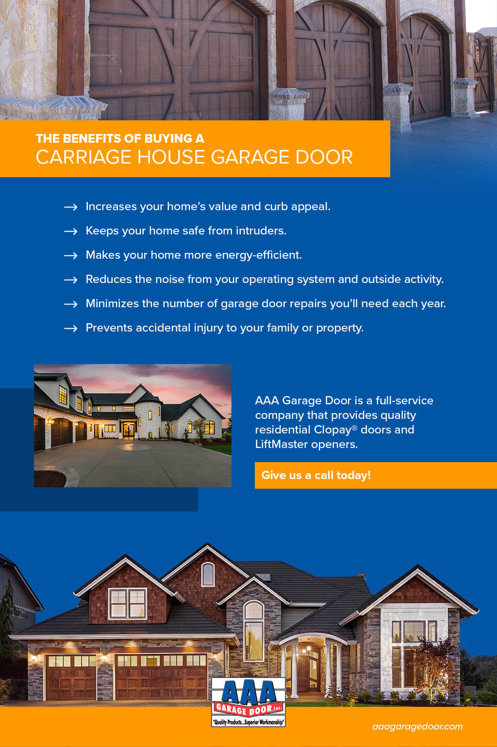 Replacing your garage door with a carriage-house style offers the following benefits: