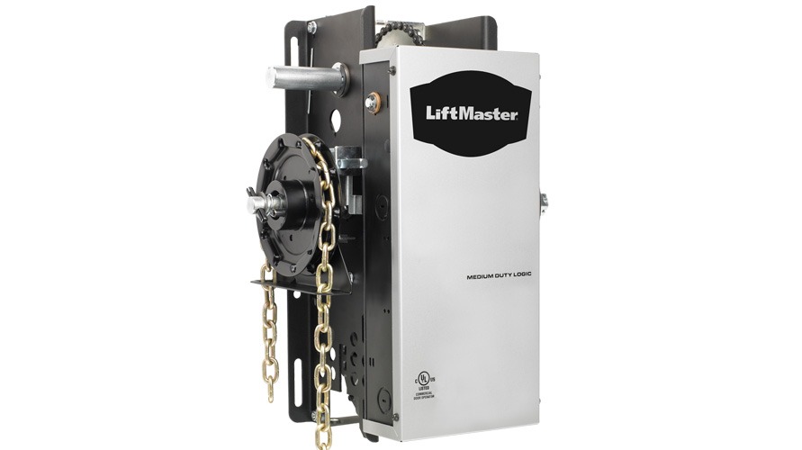 a liftmaster garage door opener with a chain attached to it