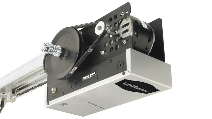 a liftmaster garage door opener with a motor attached to it